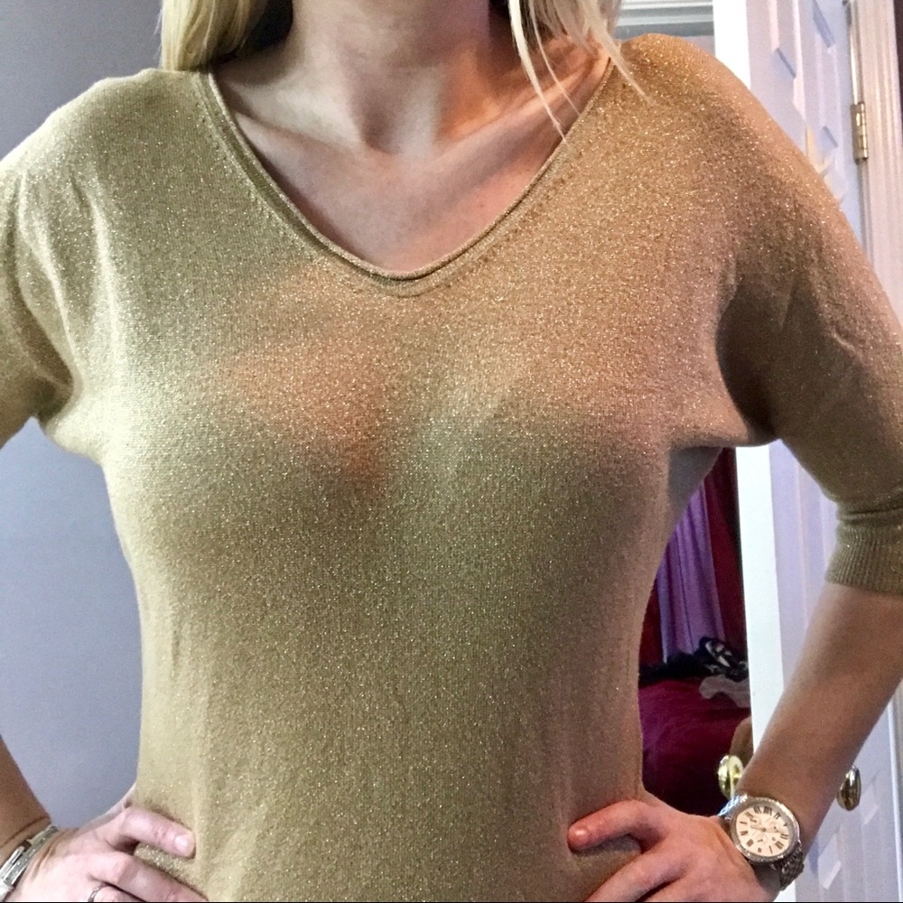 Express gold sparkle holiday party sweater